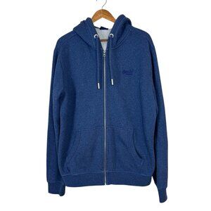 Superdry Essential Embroidered Logo Navy Blue Full Zip Hoodie Men's XL M2011449A